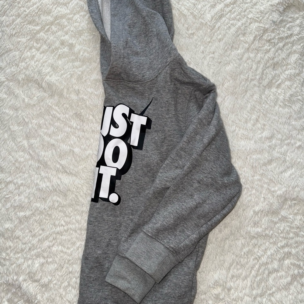 Nike Kids Gray Hoodie with Bold Print